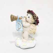 Dreamsicles Glad Tidings Cherub Angel Figurine Playing Horn 1996 4&quot; DD100 - £19.48 GBP