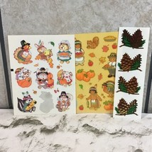 Vintage Thanksgiving Pilgrim Harvest Stickers Lot Of 3 Sheets Gibson Greetings  - £9.46 GBP