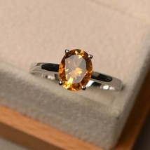 5.25 CT Coupe Ovale Citrine Jaune Fiançailles Solitaire 925 Argent Sterling - £36.48 GBP