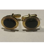 Vintage faux black onyx and gold cufflinks - $13.04 CAD