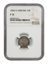 1854-O 10C NGC F15 (Arrows) - £109.30 GBP