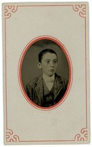 Circa 1800&#39;S Antique Hand Tinted Tintype Handsome Young Boy Wearing Suit &amp; Tie - £12.47 GBP