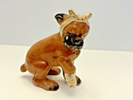 Boxer Dog Ceramic Figurine Bandaged 3 Inch by 3.25 Inch Brown Japan - $13.89