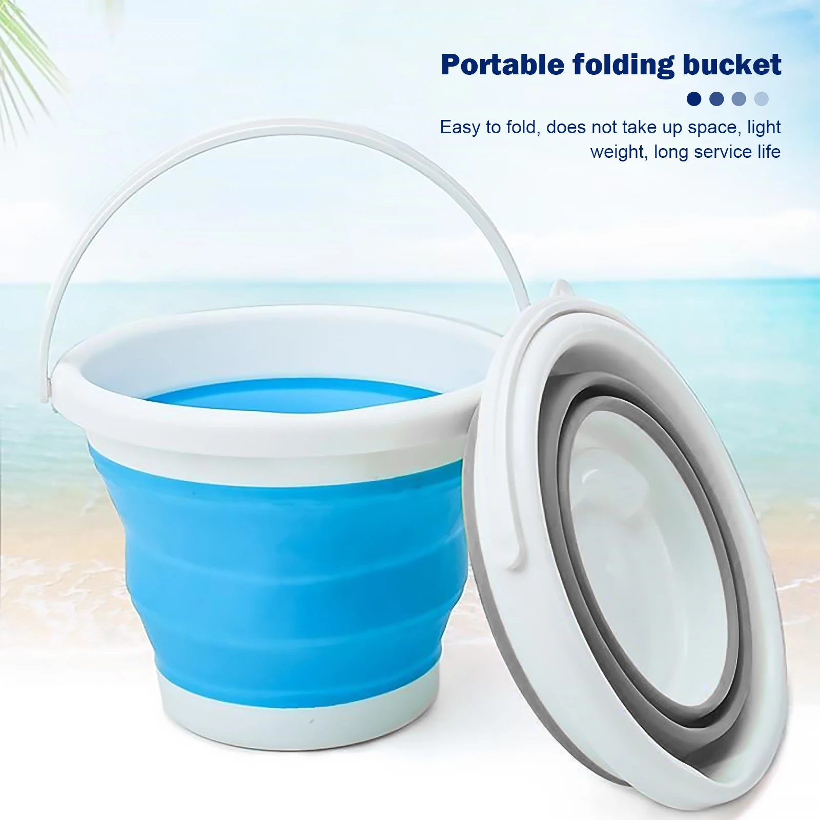 New Foldable Bucket with Handle Silicone Bucket Capacity of 3L/5L/10L Multi - £16.67 GBP