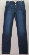 Jordache Jeans Girls Size 14 Blue Denim Cotton Pockets Super Skinny Button Fly - £12.35 GBP