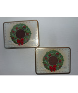 2 Vintage 1990 Nabisco Oreo Cookie Christmas Wreath Tin Canister - £5.01 GBP