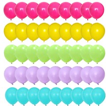 Rose Red, Teal Blue, Yellow, Lime Green, Purple Balloons - 122Pcs Rainbow Balloo - £20.55 GBP
