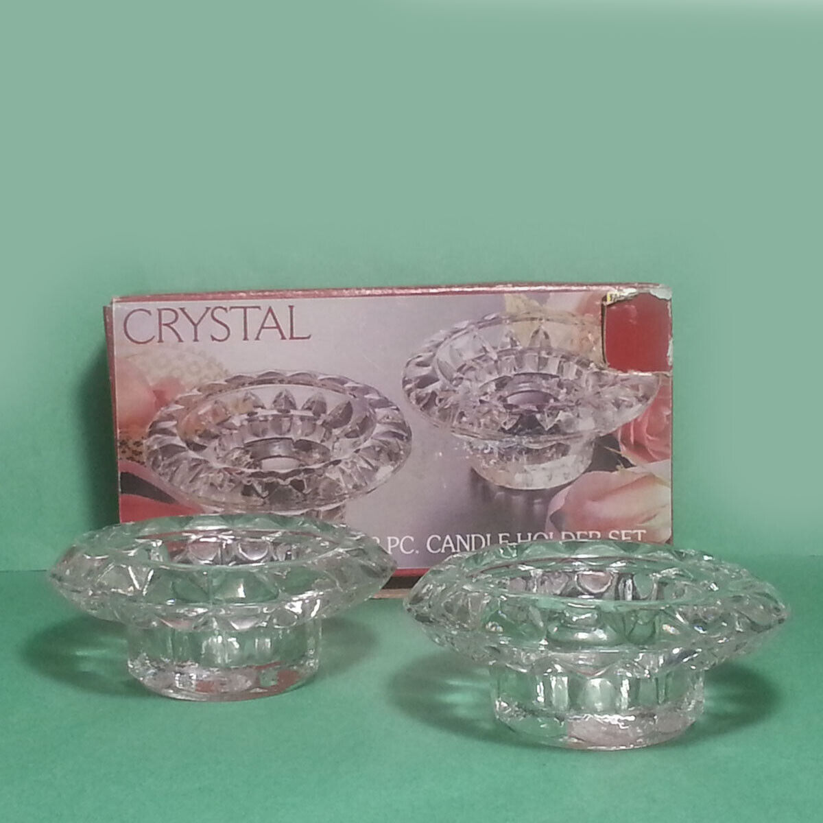 Pair Crystal Candle Holder Perfect for Votive or Tapered Candles by PASARI - $11.64