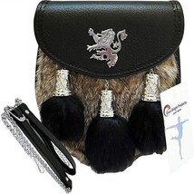Scottish Kilt Semi Dress Grey Rabbit Sporran with Rampant Lion & Tassels Caps - €77,61 EUR