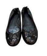 Tory Burch Black Patent Leather Ballet Flats Medallion Size 8.5 - $114.59 CAD