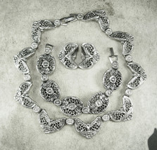 Medieval Goddess necklace statement collar choker bib Bracelet clip on earrings  - £94.36 GBP