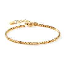 Charm Stainless Steel Chain Bracelet for Women Girls Gold Color Herringbone Link - £12.40 GBP