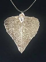 Silver Plated Leaf Pendant 20&quot; Long Chain Necklace - £19.03 GBP