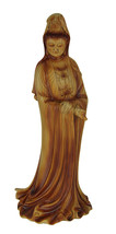 Guanyin Goddess of Mercy Faux Carved Wood Look Statue - $29.69