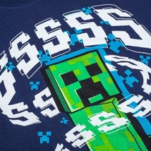 Minecraft Navy Gaming Shirt Creeper Sss Ss Ssss Gamers Shirt Ages 3-13 Years - £8.96 GBP