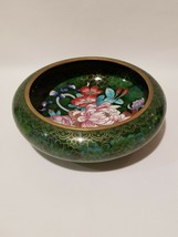 Beautiful Vintage Chinese 8&quot; Cloisonné Bowl Pink Floral Blue &amp; Green Bac... - $123.75