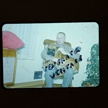 English Mastiff Puppy On Dad&#39;s Lap Anscochrome 1963 VTG 35mm Found Slide Photo - £10.35 GBP