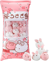 Cute Bunny Plush Pillow Throw Soft Kawaii Rabbit Pillows Bag of Cherry Blossom R - £33.05 GBP