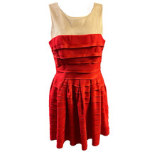 Ark &amp; Co Dress Red Sleeveless Tiered Tulle Nude Mesh V-Back Women Size Small - $23.74