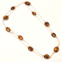 Tiger&#39;s Eye Handmade Gemstone Christmas Gift Necklace Jewelry 36&quot; SA 4834 - £4.78 GBP