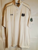 Under Armor Loose Heat Gear Notre Dame Polo Shirt Men&#39;s 2XL White Tony Alford - £27.28 GBP