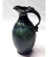 Vintage Teal Swirl Mottled Pottery 10” Beer Water Pitcher Jug - Unknown ... - $287.51 MXN