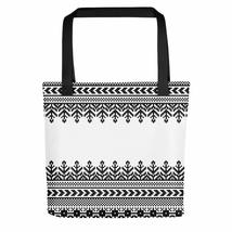 Decorative Embroidery Ethnic Design White &amp; Black Tote Bag - £27.31 GBP