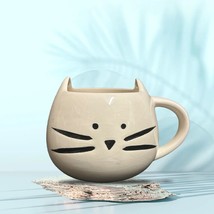 Cat Face Mug Black &amp;  White Kitty With Ears Ceramic Coffee Tea Cup - £9.46 GBP