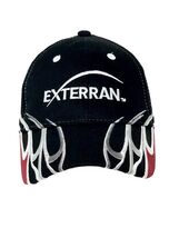 Exterran Baseball Cap Hat Oil Gas Texas Hook &amp; Loop Flames Black Red White - $13.19