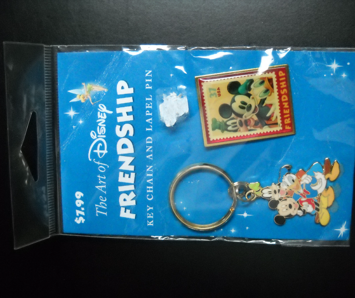 Art Of Disney Friendship Key Ring and Stamp Like Lapel Pin Still Factory Sealed - $8.99