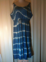 Rayon Blue &amp; White Tye Died Sleeveless Maxi Dress Plus SIze 3x XXX J-Gee... - $44.00
