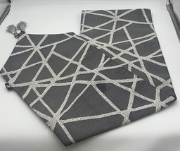 Artbisons Modern Table Runner 13x94 Inches Double Layer Gray White Tassles - £23.70 GBP