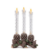 LED Taper Candle with Pine Branch and Pinecone Base 15.5&quot;H - $81.38