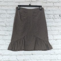 Bebe Womens Skirt 2 Brown Wool Blend Ruffle Hem Ruched - £15.79 GBP