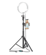 Bower Selfie Ring Studio Light, 8&quot; with 1.6m Extended Tripod Stand, Phon... - £18.76 GBP