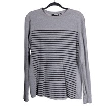 Murano Slim Fit Knit Shirt M Mens Striped Gray Black Long Sleeve Ribbed ... - £18.57 GBP