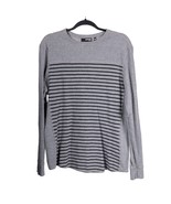 Murano Slim Fit Knit Shirt M Mens Striped Gray Black Long Sleeve Ribbed ... - $23.62