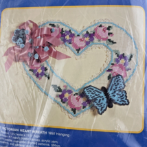 J and L Craft Temptations Needlepoint Victorian Heart Wreath 9127 Linda Ruck 80s - £19.18 GBP