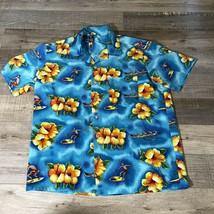Hawaiian Shirt Tropical Print Beach Aloha Party Men&#39;s L orchids - £15.05 GBP