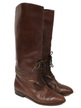 Rider-Walker London BROWN LEATHER Boot Pull-On Riding Tie Lace Italy 6.5... - $933.91 MXN