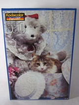 Kodacolor Lacy Ladies Jigsaw Puzzle Cat Teddy Bear Hat Box 550 Piece SEALED - $9.90
