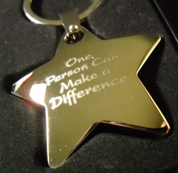 Positive Promotion Key Chain One Person Can Make A Difference Metal Star Boxed - $7.99
