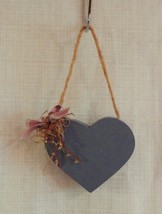 Wood Wooden Heart Floral Wall Hanging Decor Plaque Blue - £1.60 GBP