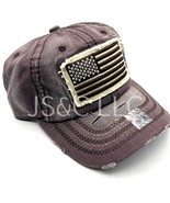American US Flag Cap Vintage Distressed Plum Color Trendy Fashionable Ha... - $27.28 CAD