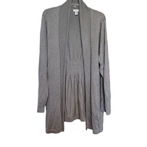 Chicos Sz 4 Women’s Sweater Gray Metallic Size XL Knit Cardigan Open Front - $21.77