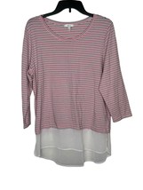 Tyler Boe Women&#39;s Sweater Stripe Overlay Stretch Crew Neck Long Sleeve L... - $19.14