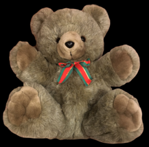 Vintage BIG Teddy Bear Brown Taupe Plush Stuffed Animal 18&quot; Sitting Furr... - £59.01 GBP