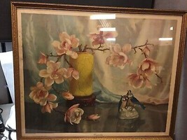 Antique 1920S Morris Bendien Inc Ny Floral Art Print Lithograph - £196.33 GBP