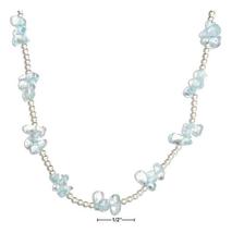 Sterling Silver 16&quot; Blue Topaz Nugget Cluster on 2mm Bead Chain Necklace - £45.77 GBP+