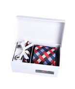 Tie, Pocket Square, Cufflinks, Tie Clip 4 Pieces Gift Set  - £24.70 GBP